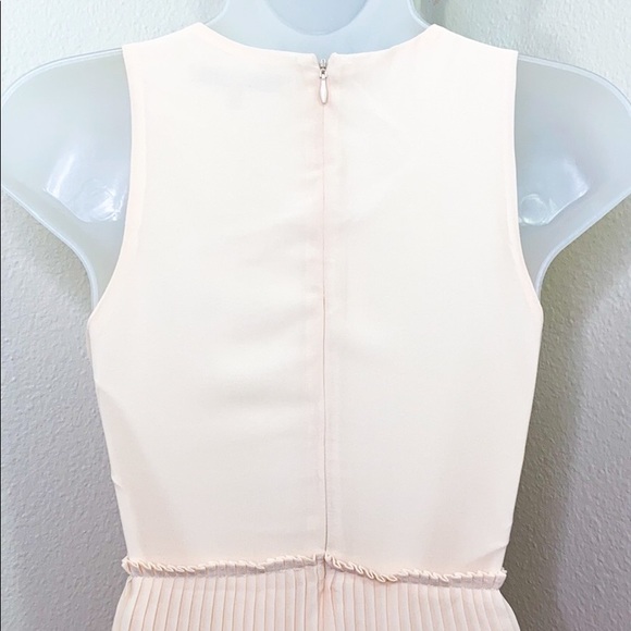 NWT NAKED ZEBRA Cream Chiffon Pleat Shift Dress S - Picture 5 of 7